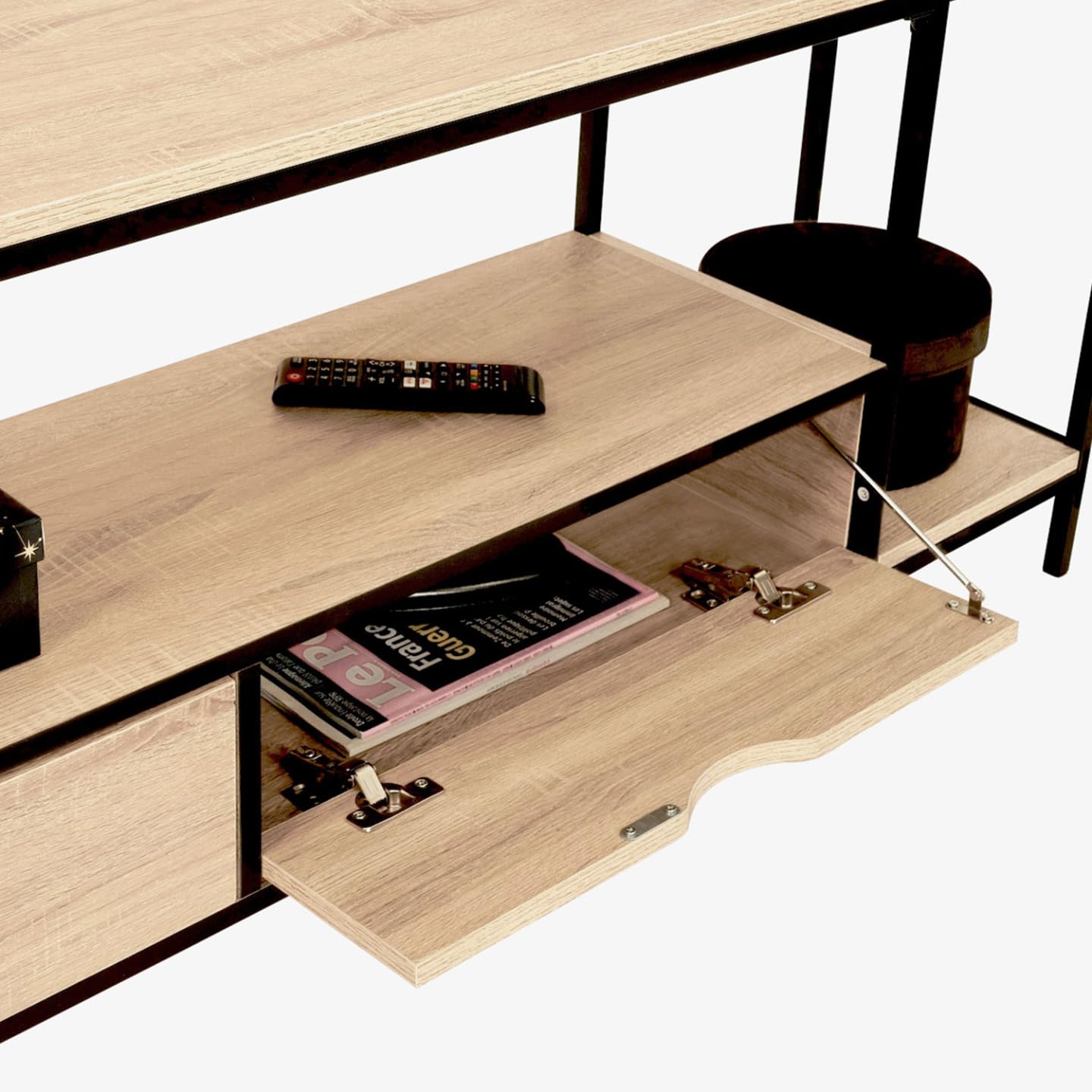 IDMarket - DETROIT Mobile TV da 164 cm con ripiani dal design industriale