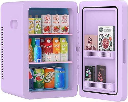 Miniatura 11 de advwin Mini refrigerador de 22L para dormitorio, 30 latas, refrigeradores compactos portátiles con alimentación CA/CC para el cuidado de la piel,