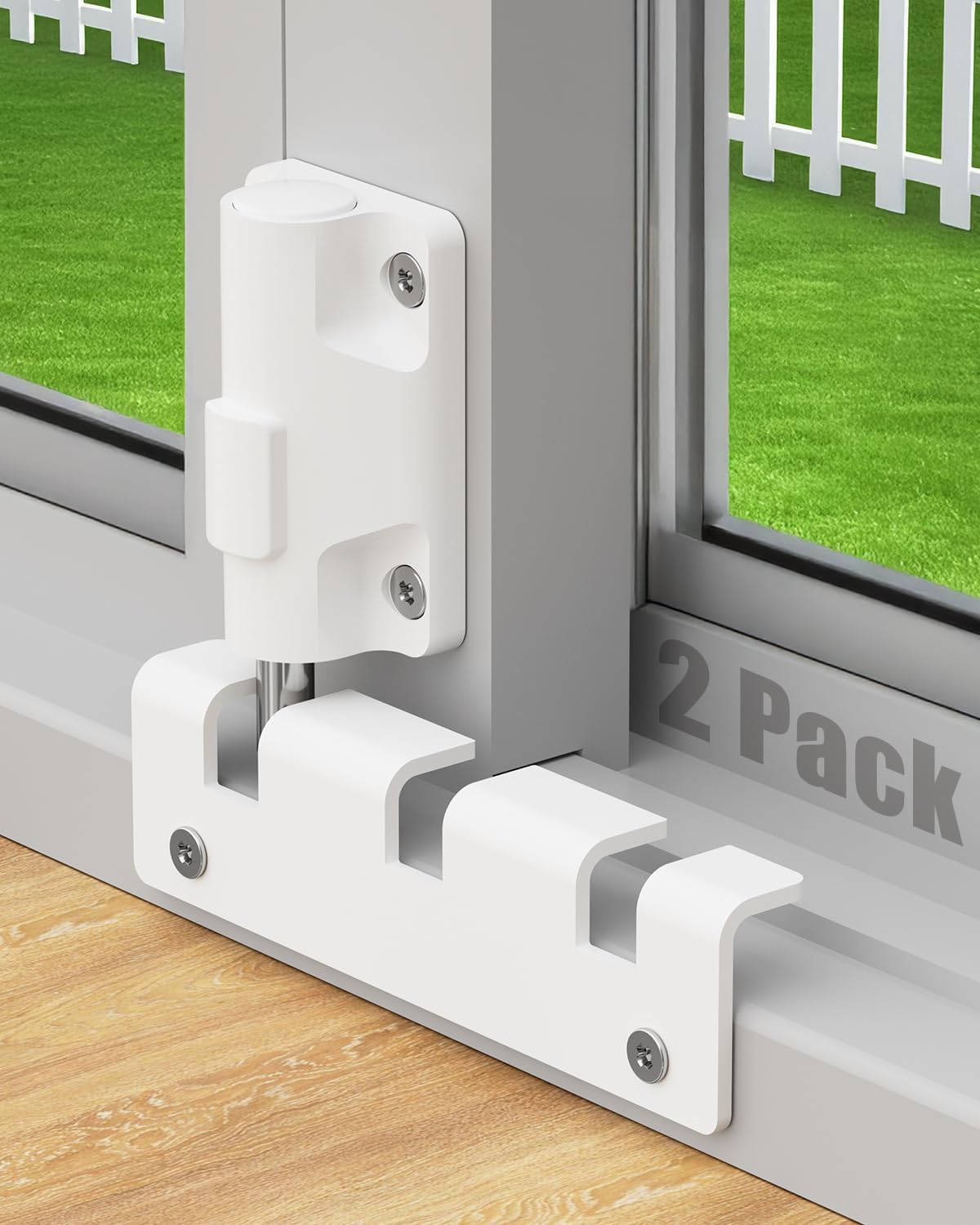 Sliding Glass Door Lock 2 Pack Sliding Door Lock Security bar | Slider Safety Lock Horizontal Keyless Patio Foot Locks for Front Door Latch Stoppers from Inside Bedroom Apartment Essentials