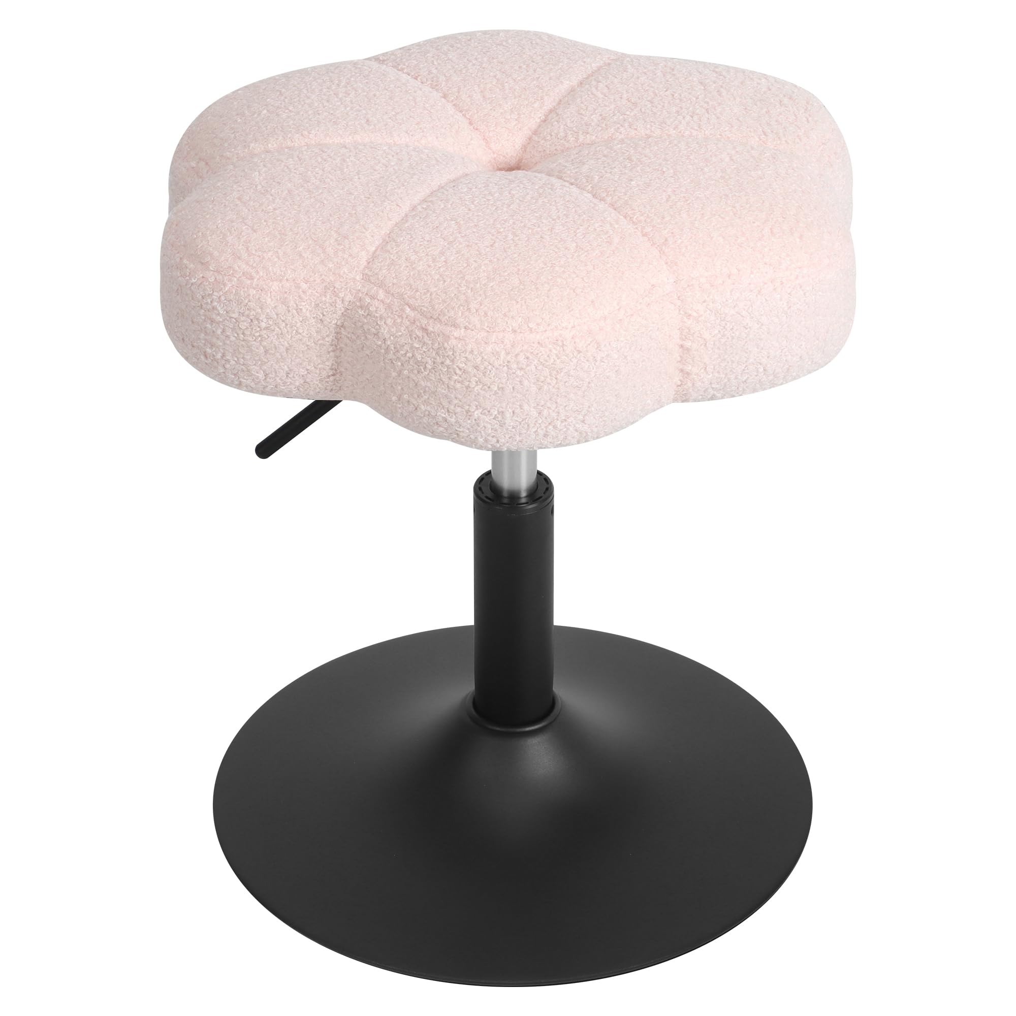 ELUCHANG Sgabello per Toeletta Trucco a Forma Di Petalo, Sedia Trucco Per Camera Da Letto, Sedia Camera da Letto - Regolabile In Altezza 40-52cm, Girevole a 360°, Traspirante Tessuto Sherpa Rosa