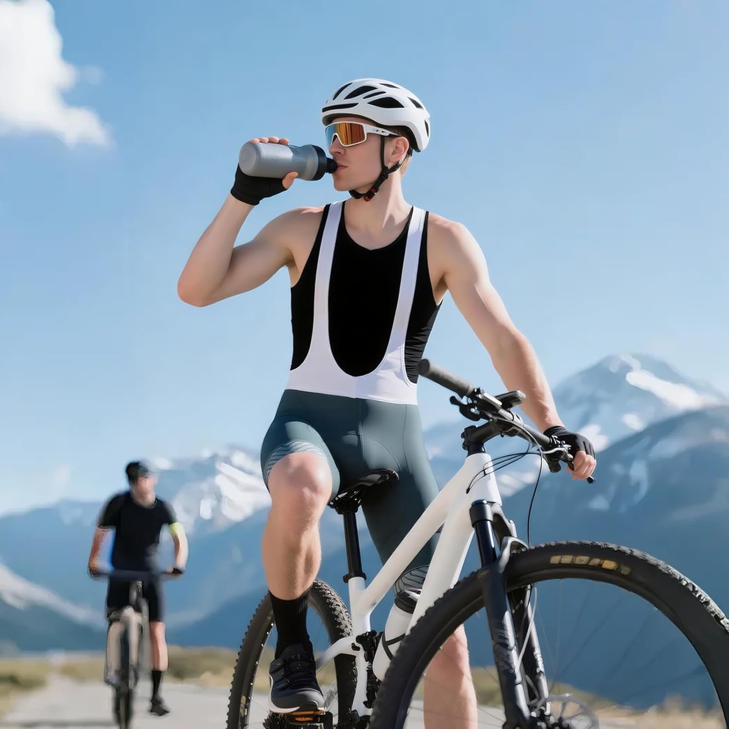 Santic Cycling Bib Shorts Men Padded Cycling Bib Tights Men Bike Bibs with Pocket