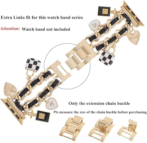 Miniatura 5 de 3 piezas de eslabones adicionales de 0.75 pulgadas de ancho para correa de reloj, cadena de extensión para correas de reloj inteligente para relojes