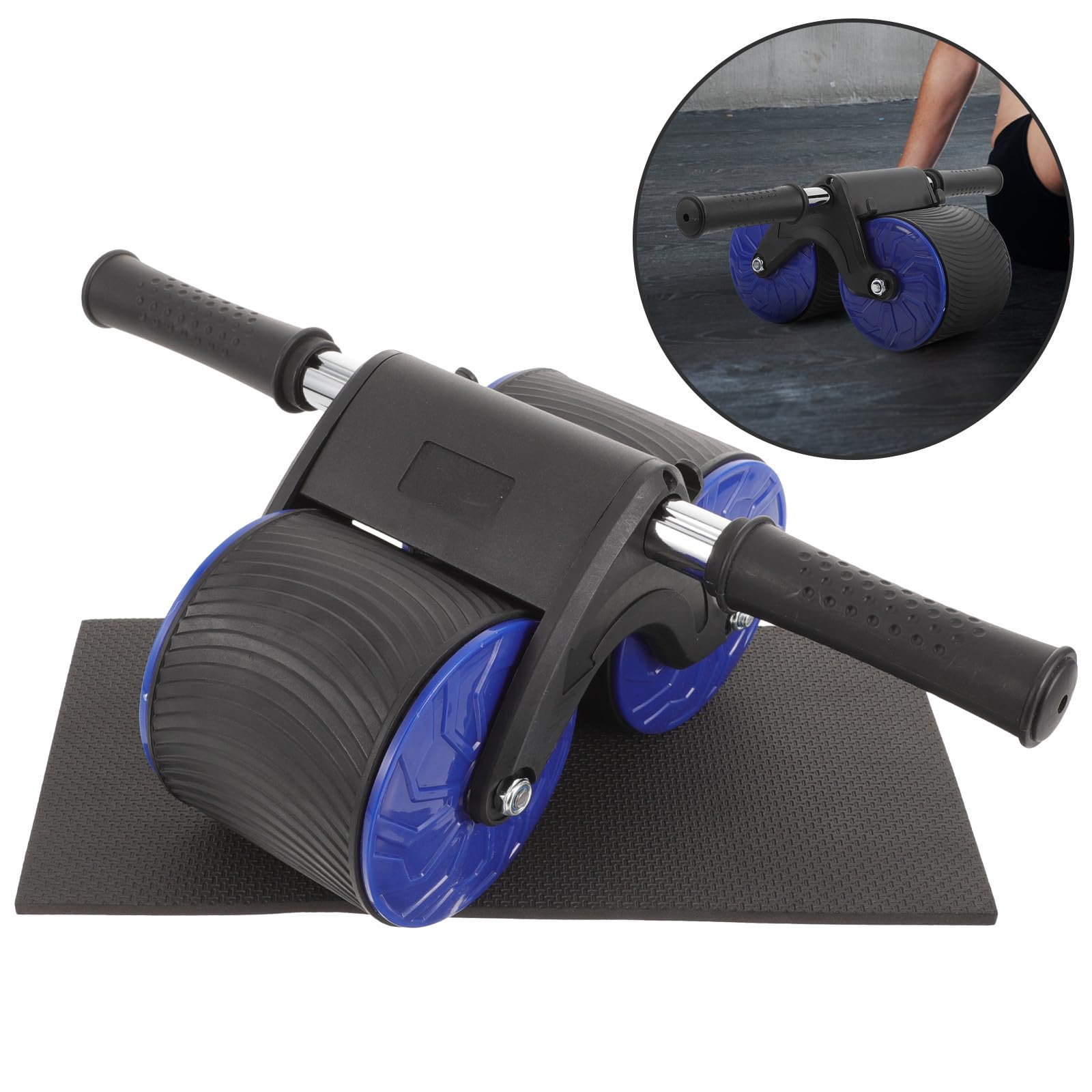 Rueda Abdominal Profesional de Entrenamiento con Dos Ruedas, Azul