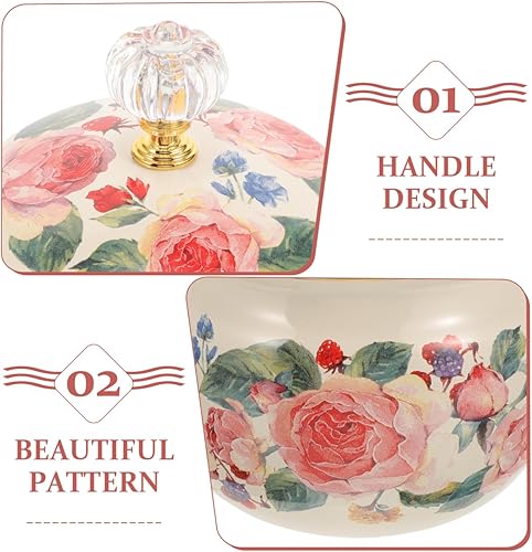 Miniatura 9 de Ciieeo Tarro de almacenamiento de esmalte con tapa de 5.31 x 3.54 x 3.54 pulgadas, recipiente de cocina hermético multiusos para galletas, dulces,