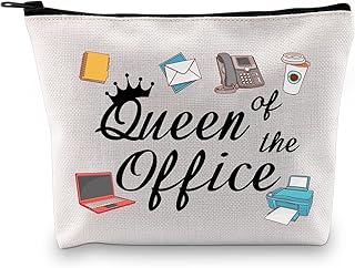 GJTIM School Secretary Gift Secretary Thank You Zipper Pouch Gift Queen of Office Travel Makeup Bag Gift for Coworkers (Office Queen Bag CA)