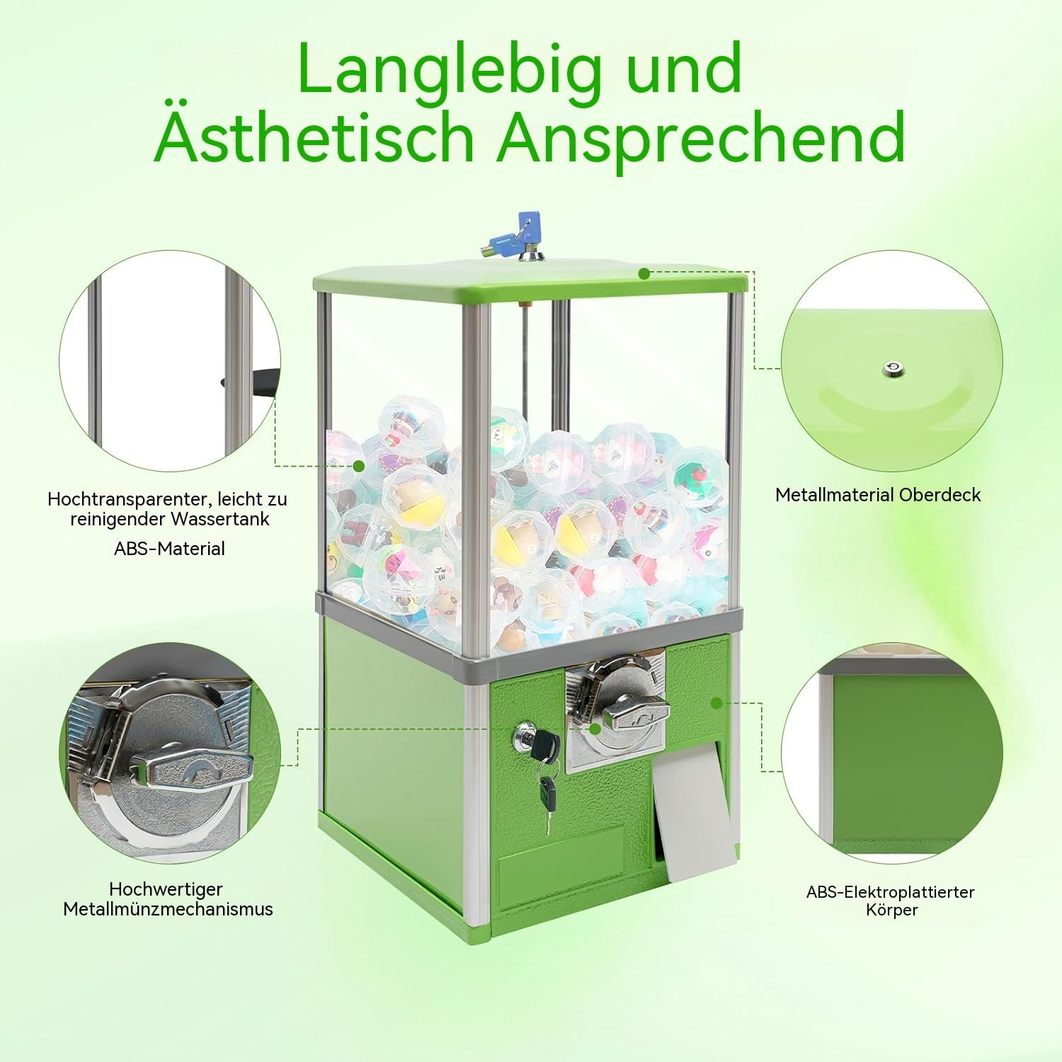 Großer Bonbon und Kaugummiautomat,Gachapon-Automaten, Spielzeugautomat, Verkaufsautomaten für Unternehmen,für Kapselspielzeug mit 4,5-5,5cm für Einzelhandelsgeschäfte