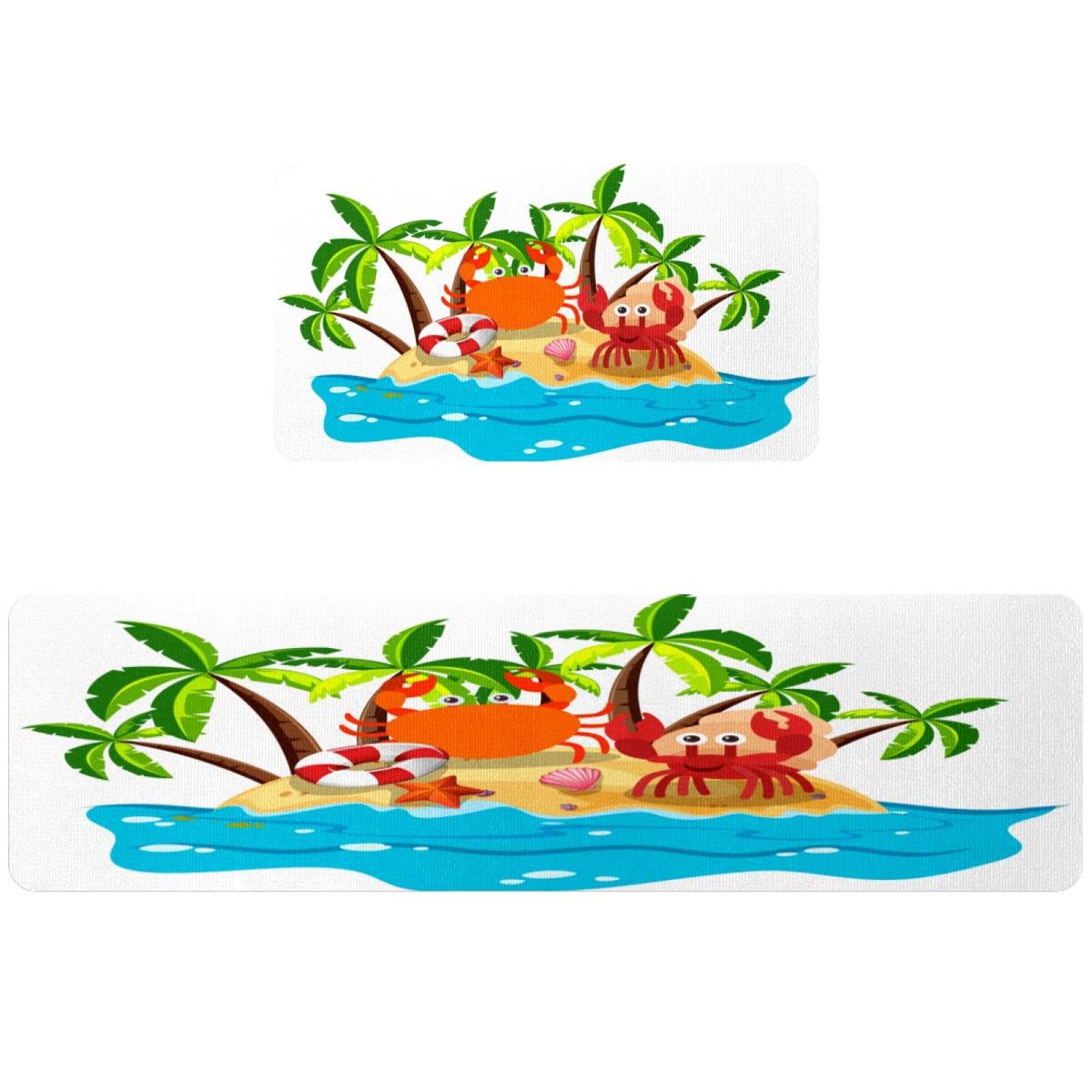 Tapis de cuisine motif crabes lot de 2 idéal pour couloir et buanderie