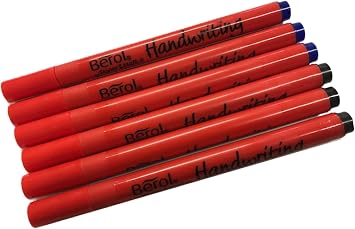 Berol Handwriting Pen Stick - 3 Blue & 3 Black