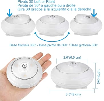 Bigmonat プッシュライト Ledタップライト 電池式 ワイヤレススティックオンライト ミニナイトタッチ照明 キャビネット下やカウンターライト クローゼット、キッチン、寝室用 白、3個パック