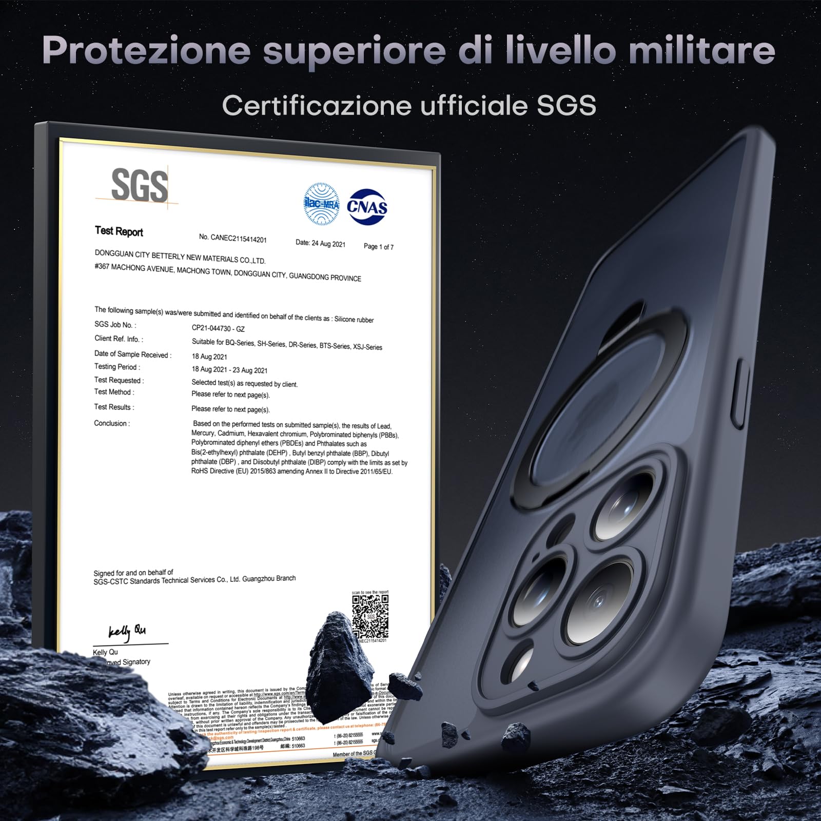 TOCOL 3 in 1 Cover Magnetica per iPhone 15 Pro Max 6,7 Pollic, con 2 Vetro Temperato, Compatibile con MagSafe [Supporto Integrata] [Protezione Fotocamera Integrata], Nero Supporto