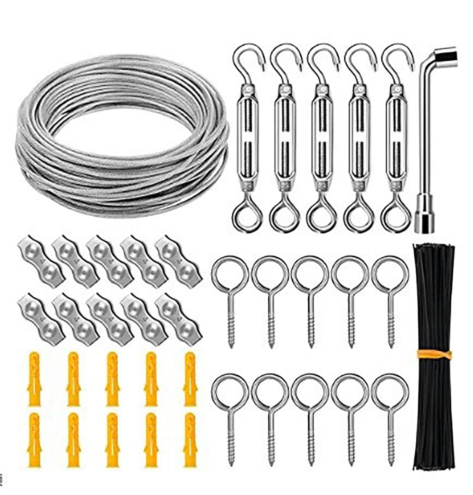 30 m zestaw linek stalowych 3 mm z oczkami napinacz liny