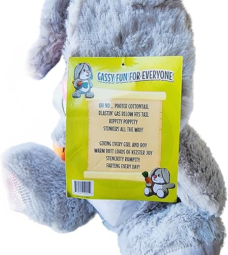 Miniatura 6 de GearsOut Juguete de peluche de conejo pedo, regalo de broma de cola de algodón con botón de sonda de pedos falso, regalo de broma de la suerte para