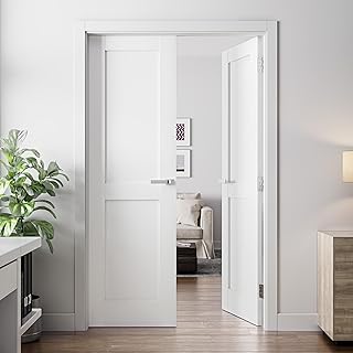 (2 Pack) 24 × 80 in. Primed Solid Manufactured Wood Slab Door Without Hardware Kit