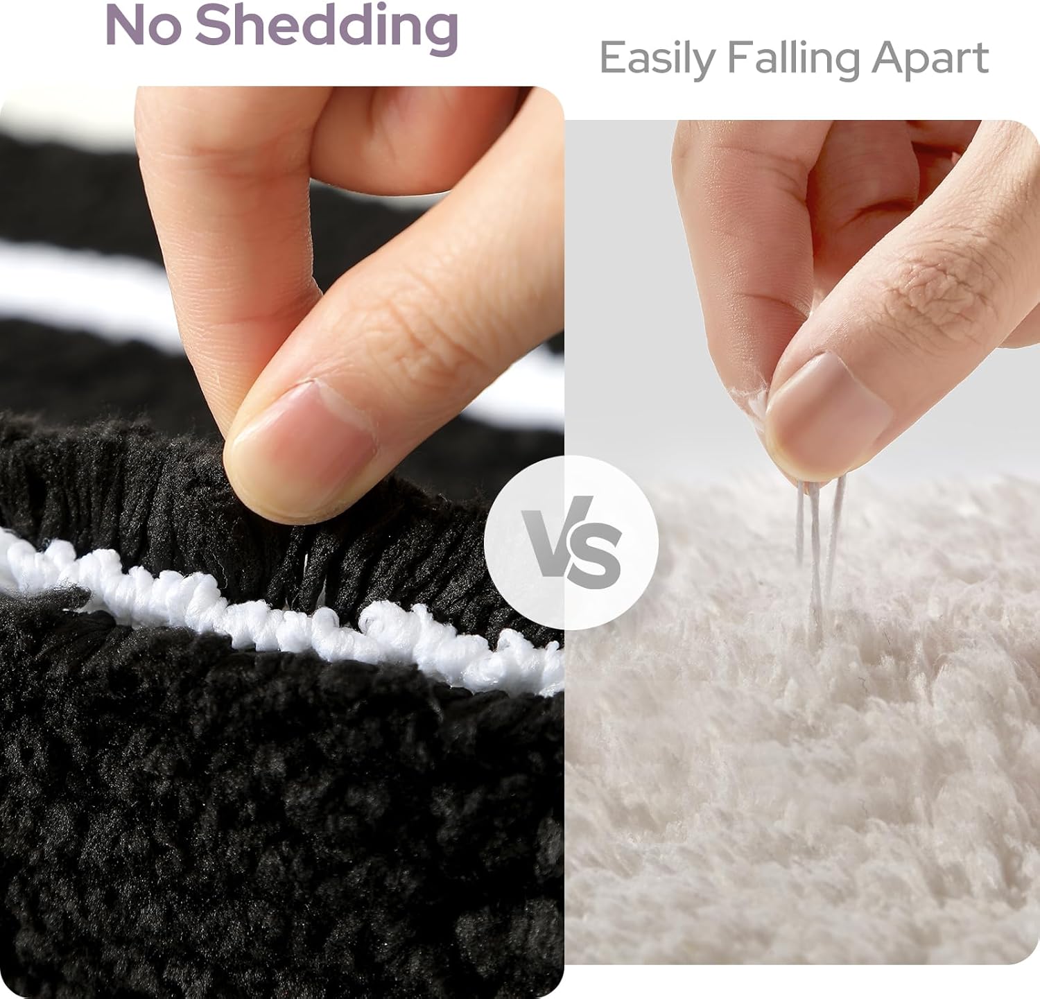 HOMEIDEAS Bathroom Rugs Sets 2 Piece, Super Soft and Absorbent Microfiber Tufted Bath Mats, Non-Slip and Machine Washable Bath Rugs(Black and White)