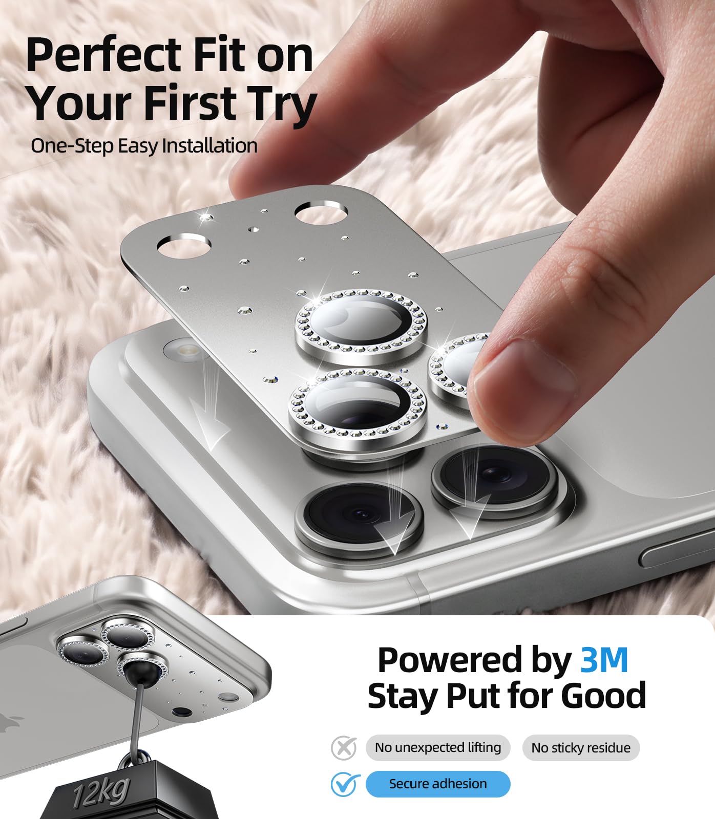 HelloDeere Osłona obiektywu aparatu iPhone 17 Pro Max [niełatwa do złamania] [ultra jasna] okrągła złota diamentowa błyszcząca metalowa ramka osłona aparatu do iPhone'a 17 Pro Max przyjazna dla