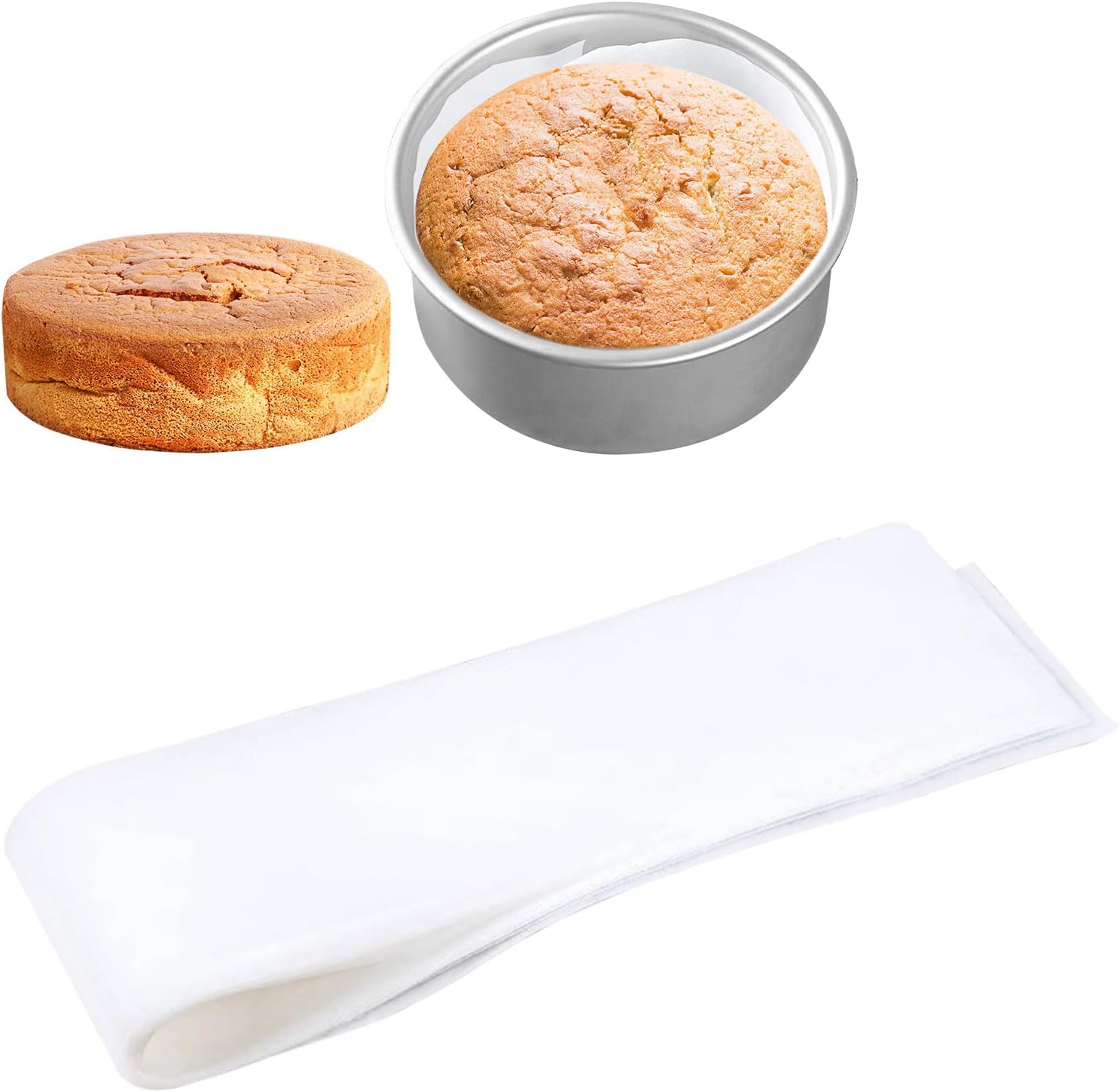 500 Pieces Disposable Baking Paper Cake Strips，Baking Strips for Cake Pans，Precut Rectangle (Medium- 6 Inch)