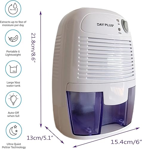 Miniatura 3 de Deshumidificador, deshumidificador pequeño y deshumidificadores silenciosos, 1200 pies cúbicos (215 pies cuadrados) de apagado automático,