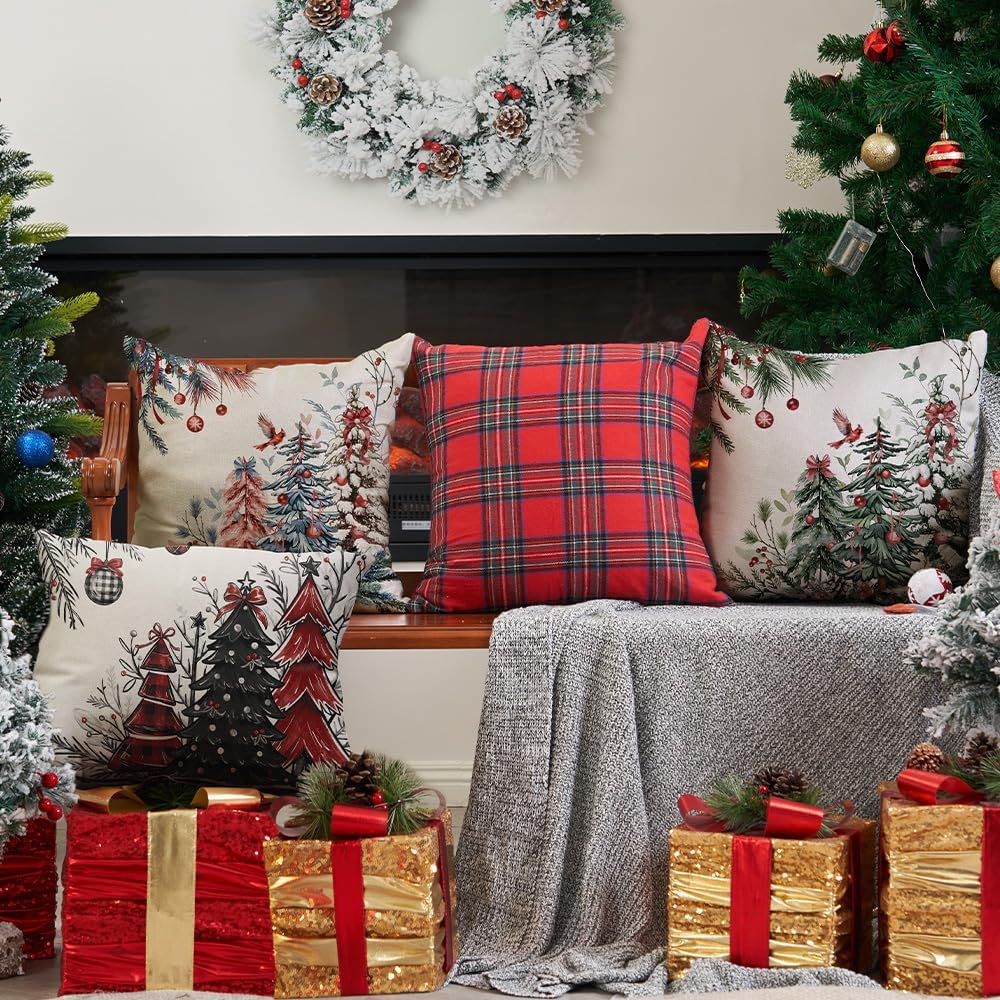 DFXSZ Christmas Pillow Covers 18x18 Inch Set of 2 Christmas Tree Decorations Throw Pillows Winter Xmas Decor for Home Couch TH-35B18 - Image 5