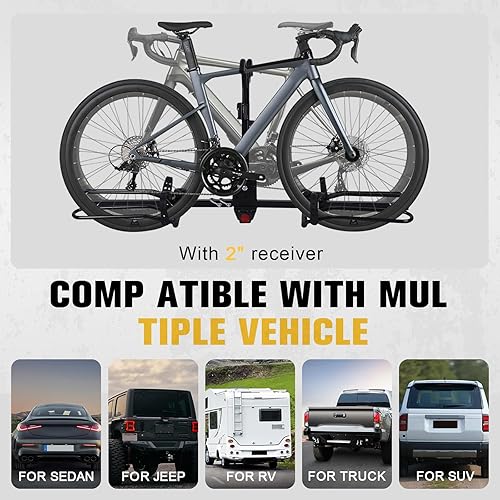 Miniatura 7 de Portabicicletas para coche, plegable, trasero, remolque, soporte de acero antiinclinación, portabicicletas eléctricas, portabicicletas para SUV,