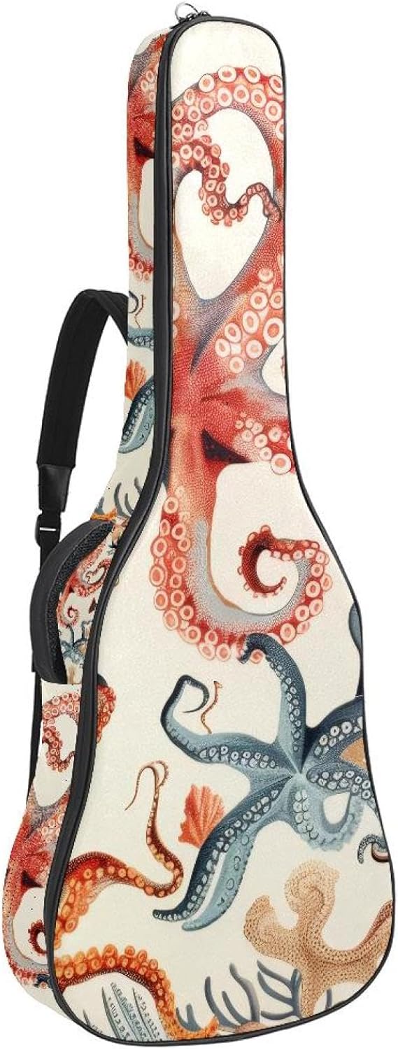 Tropical Leaves Guitar Gig Bag, Soft Padded Guitar Case with Back Hanger Loop and Side Handle for 40 41 42 Inch Acoustic Electric Bass Classical Guitars