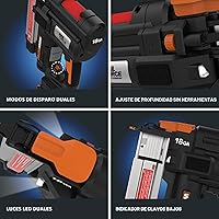 Vista 7 de Worx Nitro Clavadora Brad Inalámbrica de 20V 18GA, Pistola de Clavos Inalámbrica, Pistola de Clavos a Batería, Hasta 2 Pulgadas, Liberación
