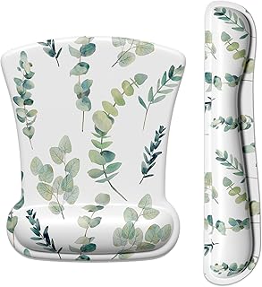 ITNRSIIET Mouse Pad Wrist Support, Keyboard Wrist Rest, Keyboard Pad, Wrist Rests for Keyboard and Mouse, Non-Slip Memory Foam Easy Typing Pain Relief Perfect for Office, Eucalyptus Branches