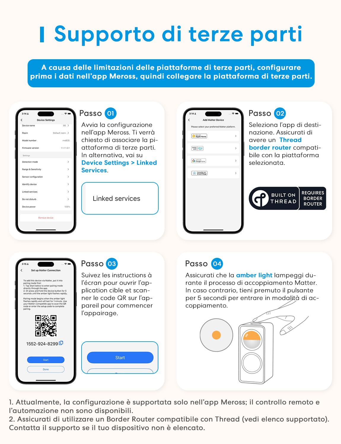 Meross Sensore di Presenza Matter over Thread con Radar mmWave, Sensore di Movimento e Presenza, PIR e Sensore di Luce, Compatibile con Home Assistant, HomeKit, Alexa e Google Home
