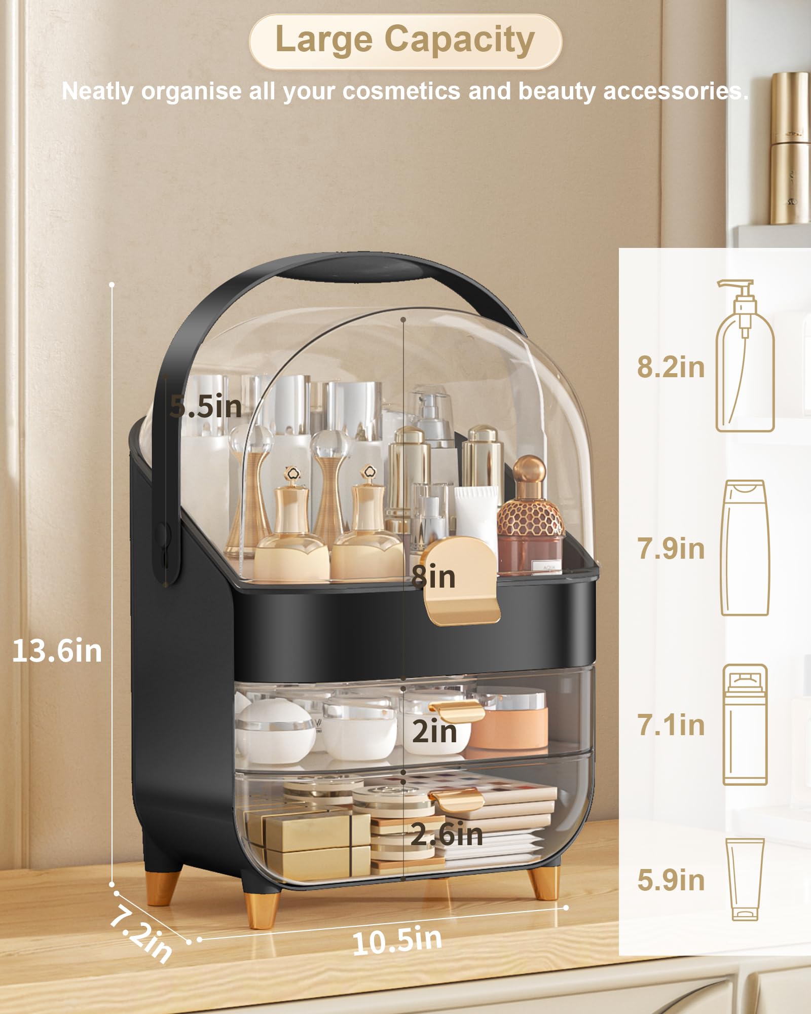 Anylady 3-Tier Makeup and Skincare Organizer Countertop Storage Box