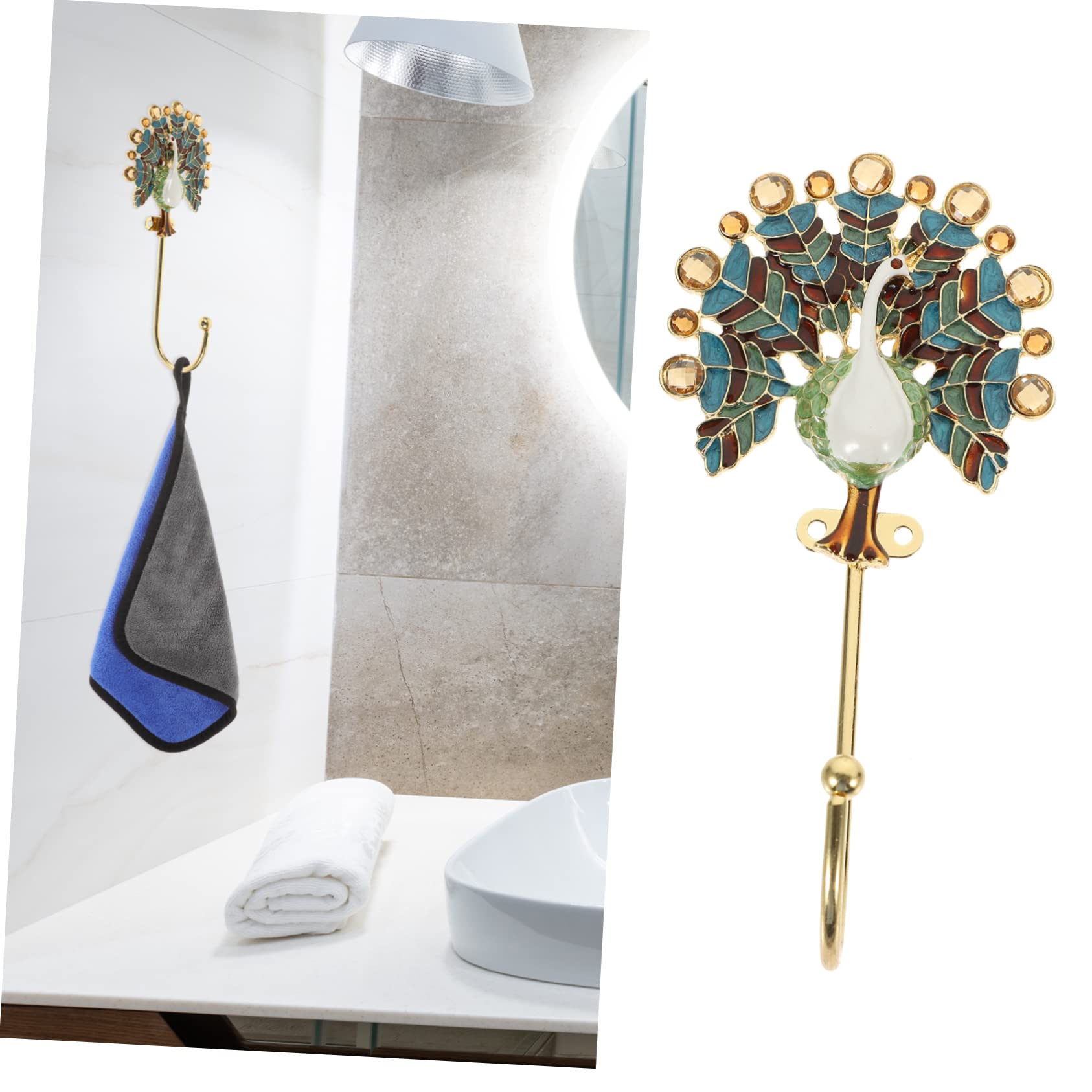 Tofficu 2 Piezas Gancho de pavo Delicado gancho de chaquetas baño manos ganchos de animales para colgar perchas gancho de pared decorativo gancho para colgar ropa Aleación de zinc