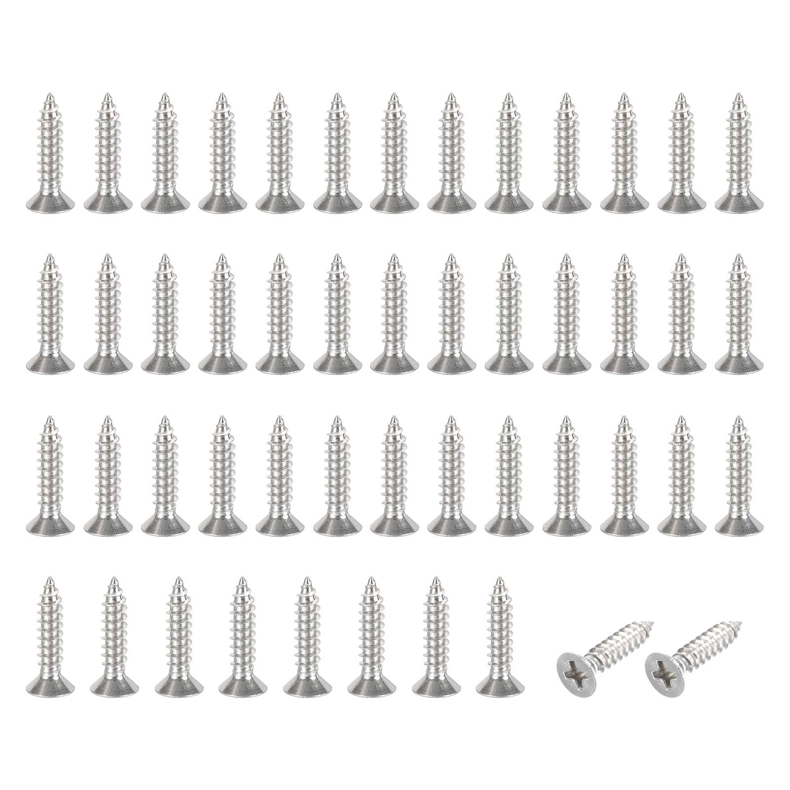 PATIKIL #8x3/4" Flat Head Sheet Metal Screws, 100 Pcs 304 Stainless Steel Phillips Drive Self Tapping Wood Screws for Metal Wood Drywall