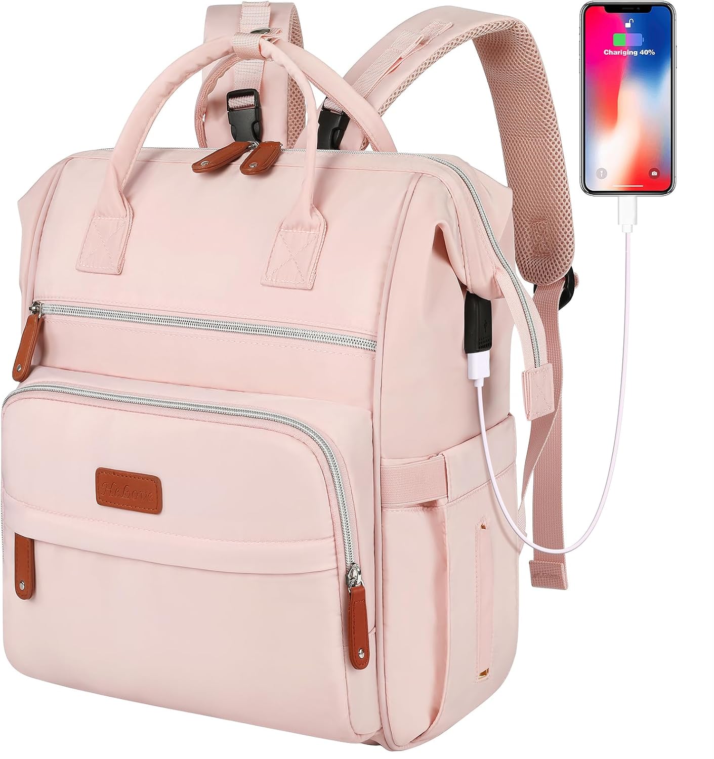 Hebove Diaper Bag Backpack With Changing Pad, Baby Girl