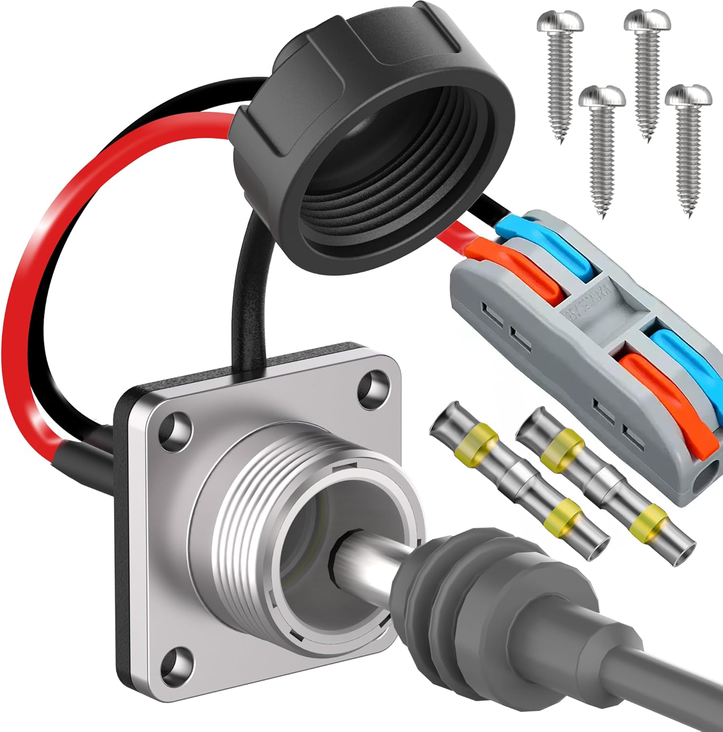 Starlink Mini Wall Pass Through Kit for Waterproof & Aluminum, Rv Cable Passthrough Female Socket, DC 5.5 X 2.1 Power Connector Starlink Mini Wall Socket for Rv, Truck, Boat, Battery Box