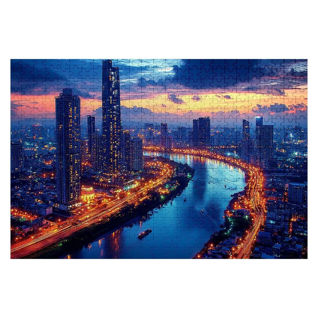Puzzle 5000 sztuk krajobrazy, puzzle miasto, puzzle dla dorosłych kreatywna rozrywka, drewniane puzzle z pudełkiem prezentowym, klasyczne puzzle zabawki edukacyjne, oryginalne prezenty dla kobiet