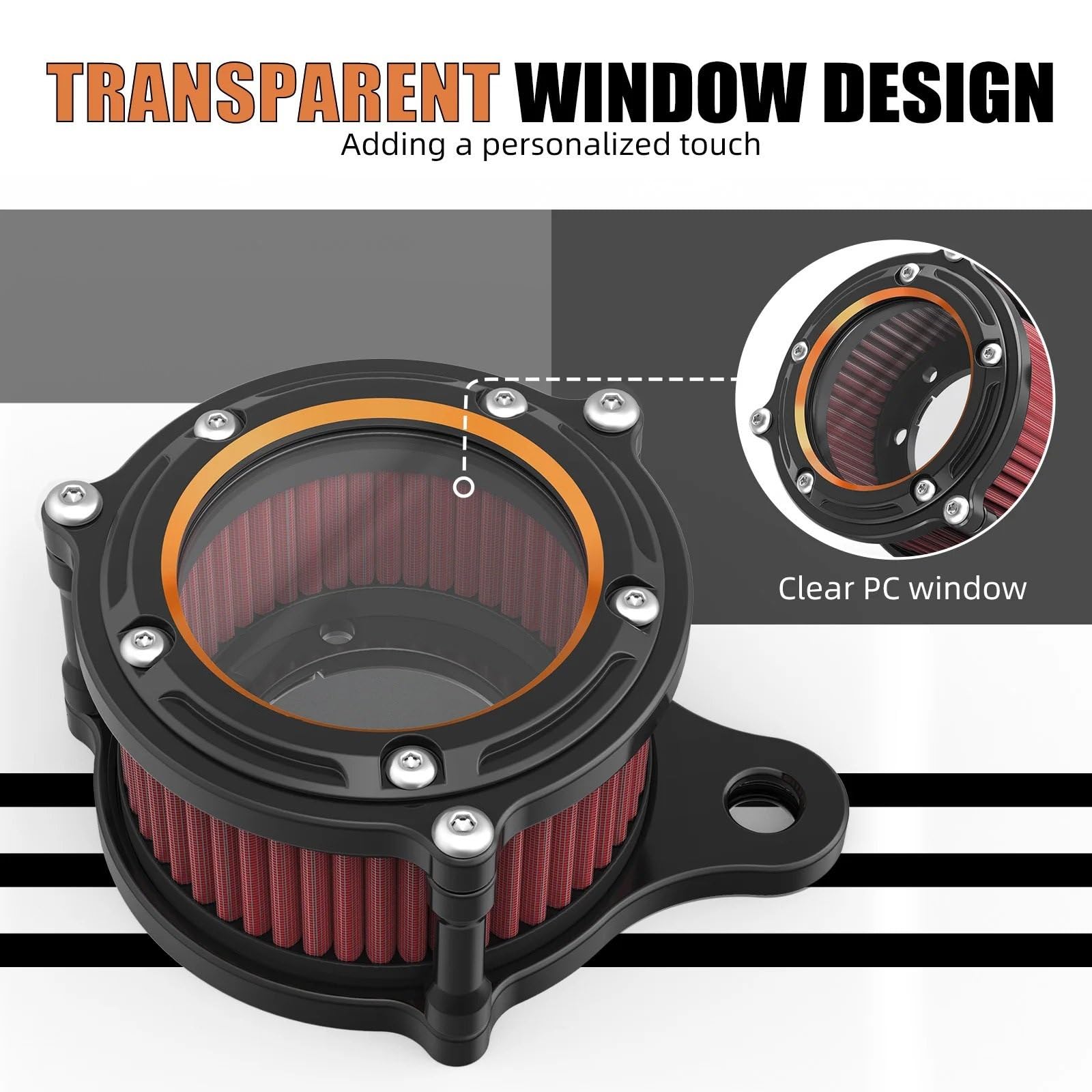 Zestaw filtra powietrza motocykl Pasuje do Harley Sportster 883 Low XL883L 2007-2010 filtr wlotowy filtra powietrza(Orange)