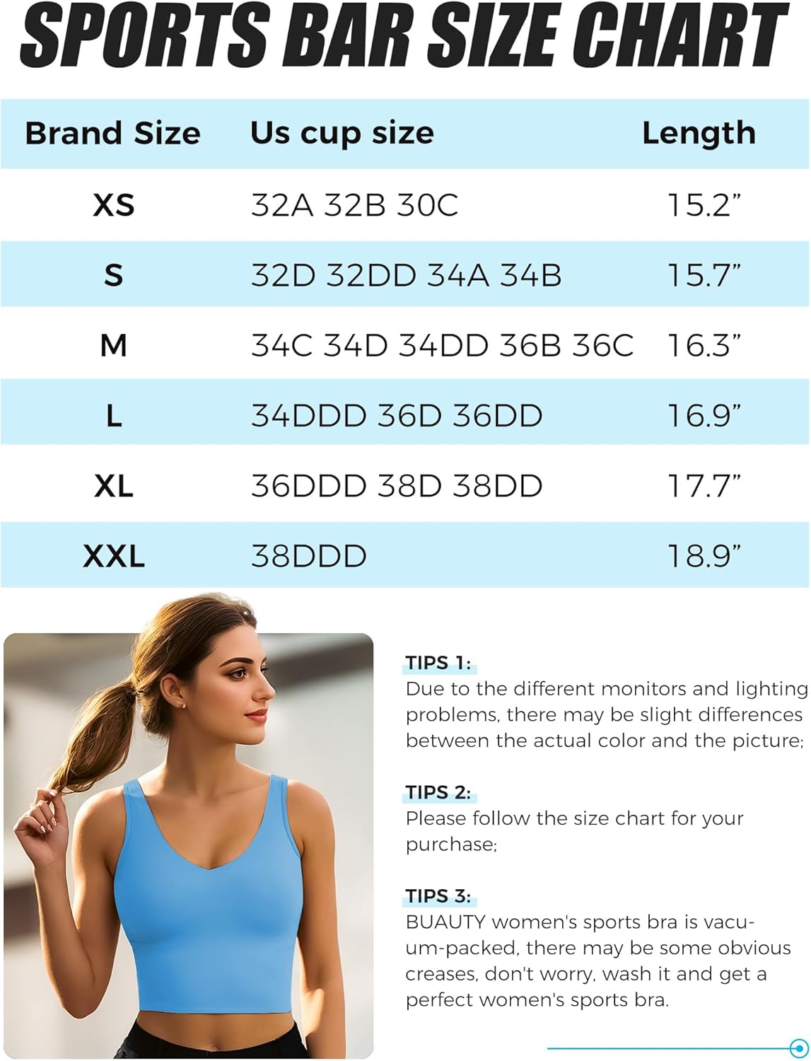 Buauty Sports Bras for Women Longline Wirefree Padded High Support, Workout Tank Crop Tops Built in Bra for Women - Image 7