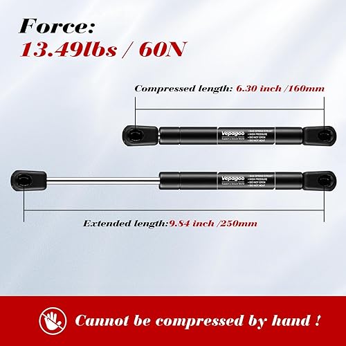 Miniatura 9 de Vepagoo - Juego de 2 soportes de elevación de gas de 10pulgadas compatible con caja de herramientas de camioneta