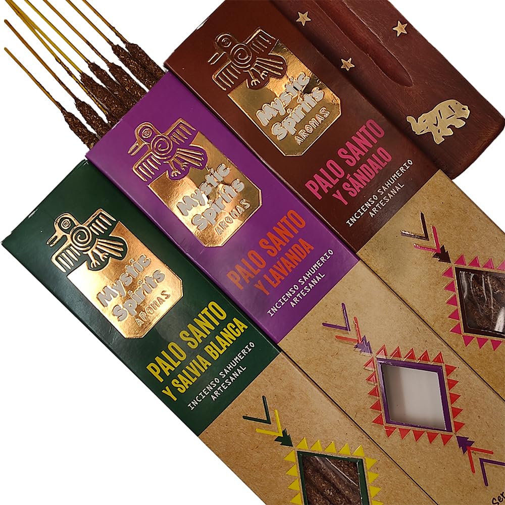 Aromasenses Balaji Incenso – Confezione 3 Scatole Da 15g: Ruta, Salvia Bianca E Palo Santo + Supporto