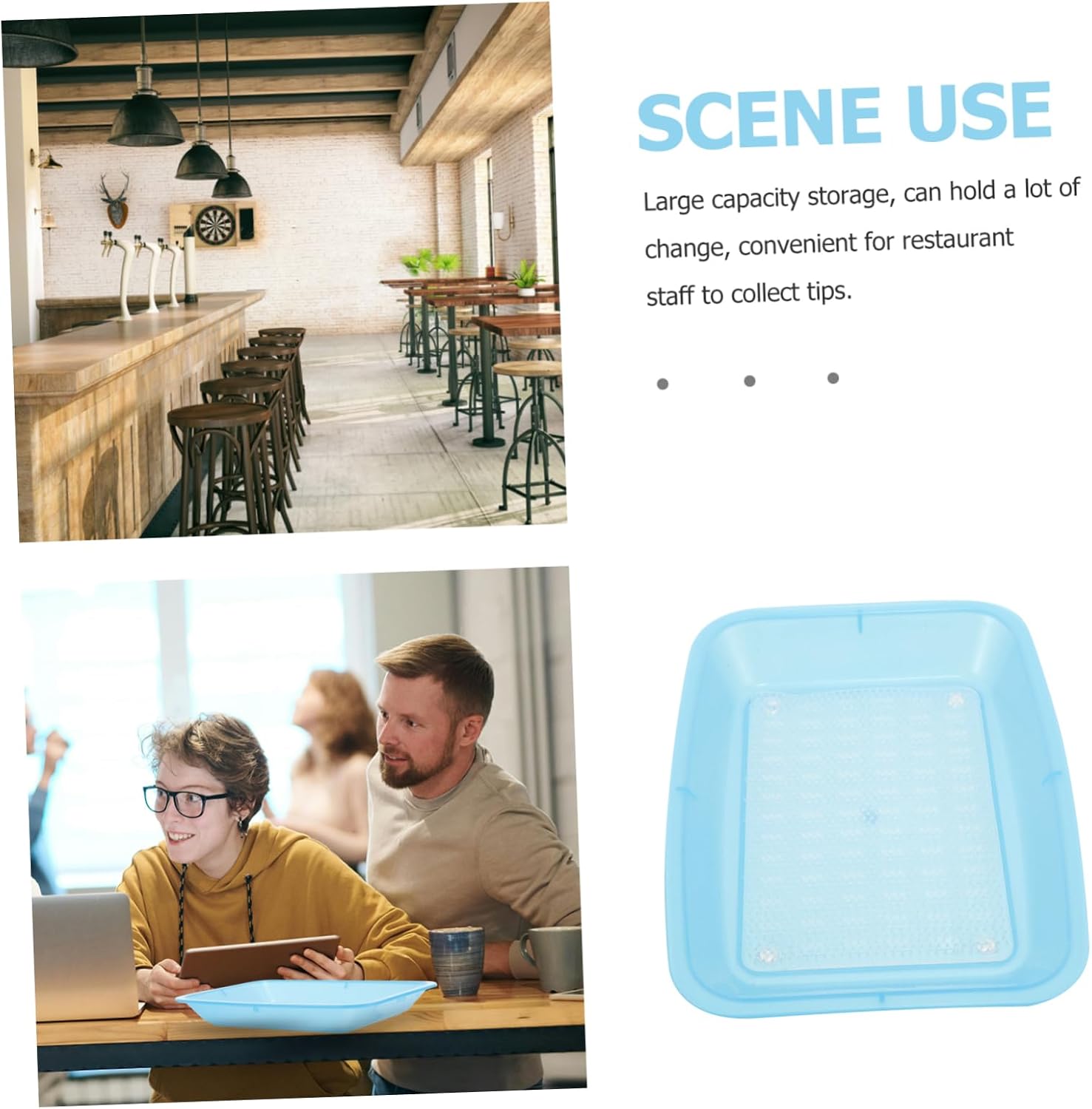 STOBAZA Multipurpose Plastic Serving Tray for Restaurant Tips Compact Lightweight Tip Storage Tray for Cafes Bars and Hotels Space Saving Design
