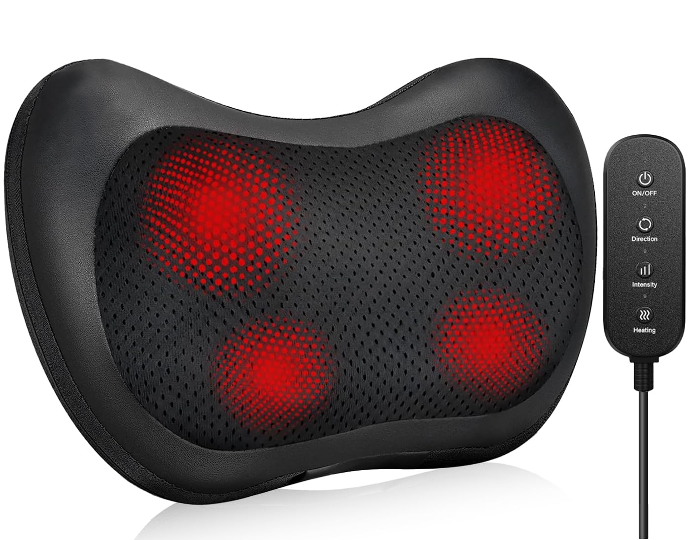 Back Neck Massager, Shiatsu Massage Pillow with Heat, Deep Tissue Kneading Massagers for Shoulder, Legs, Electric Back Massager for Home & Car - Remote Control