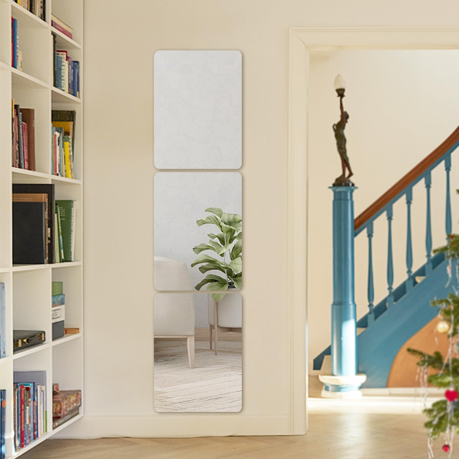 Lot De 4 Miroirs à Coller Sur Les Murs - 20,3 X 20,3 Cm - En Acrylique