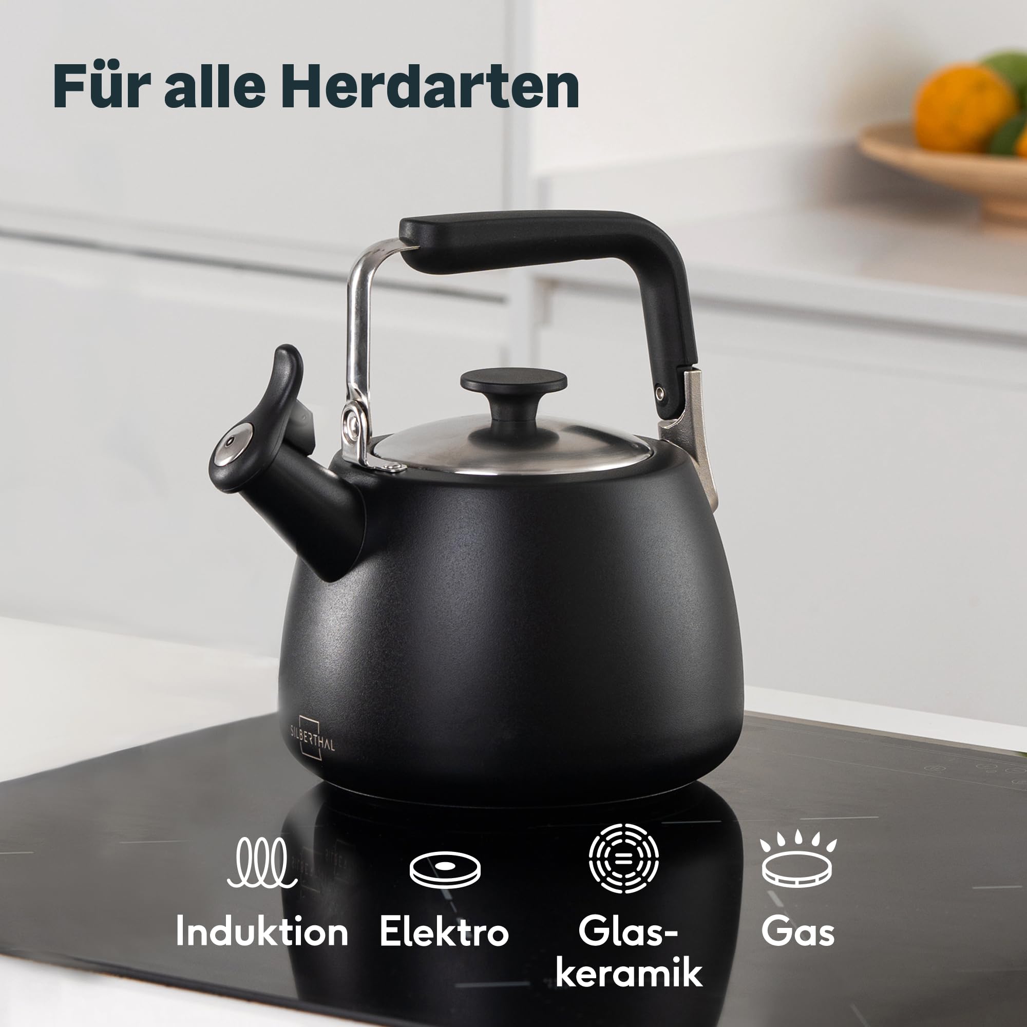 SILBERTHAL Teekannen 3er Set mit Wasserkocher Induktion und Vorratsglas | Für Teebeutel und losen Tee - aus Edelstahl & doppelwandig - Ideales Geschenkset für Teeliebhaber