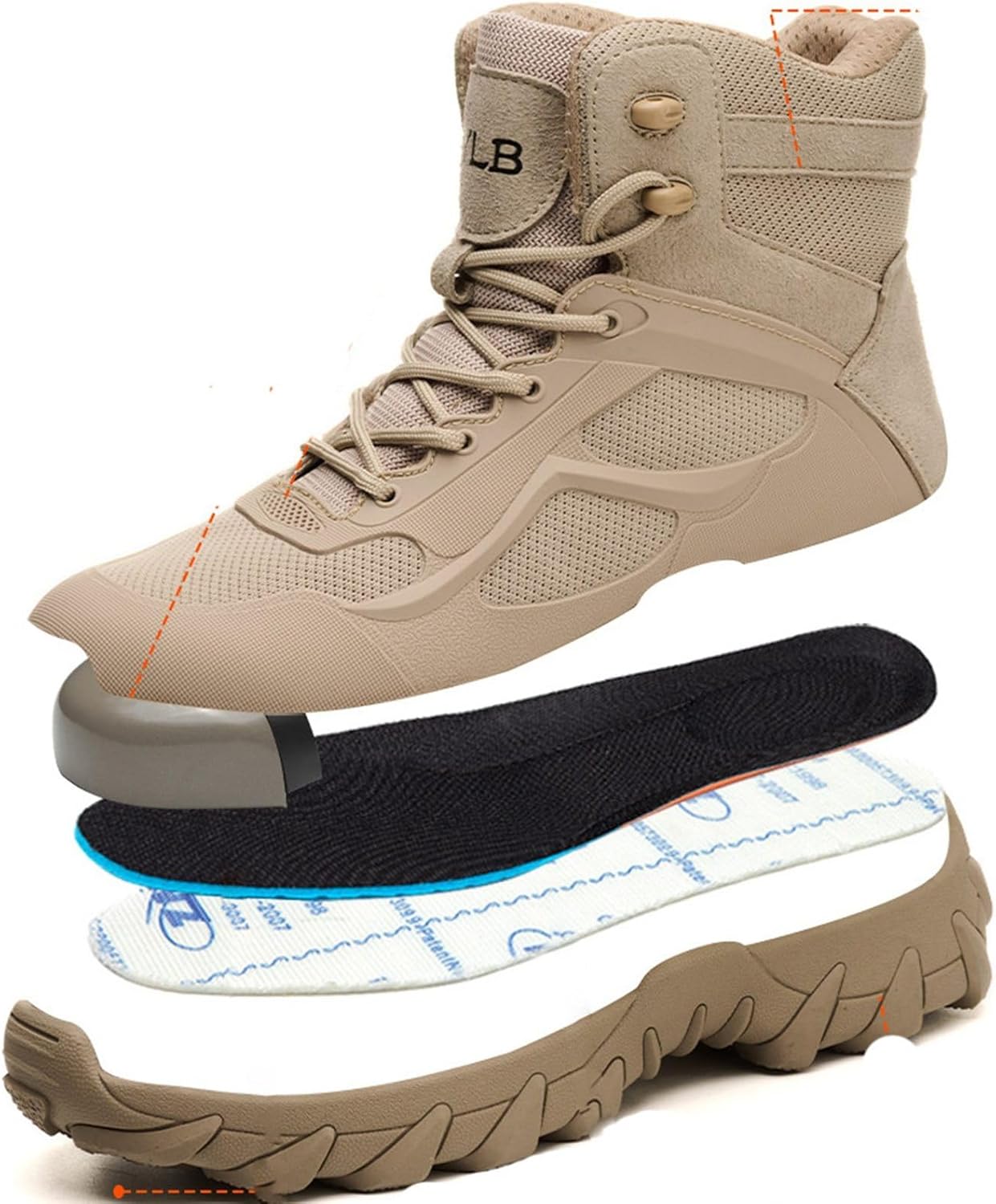 [Taopagii] 安全靴 ハイカット スエード 作業靴 ワークブーツ 鋼つま先 つま先保護 貫通防止 ショットブーツ 通気 滑り