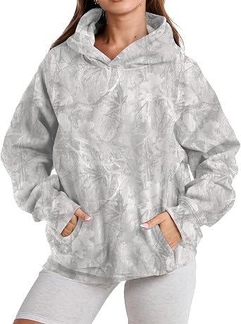 ZWRXW Unisex Camo Hoodie,Men Women Camo Hoodies,Maple Leaf Fleece Hooded Sweatshirt,Warm Camouflage Hoodies,Pullover Tops