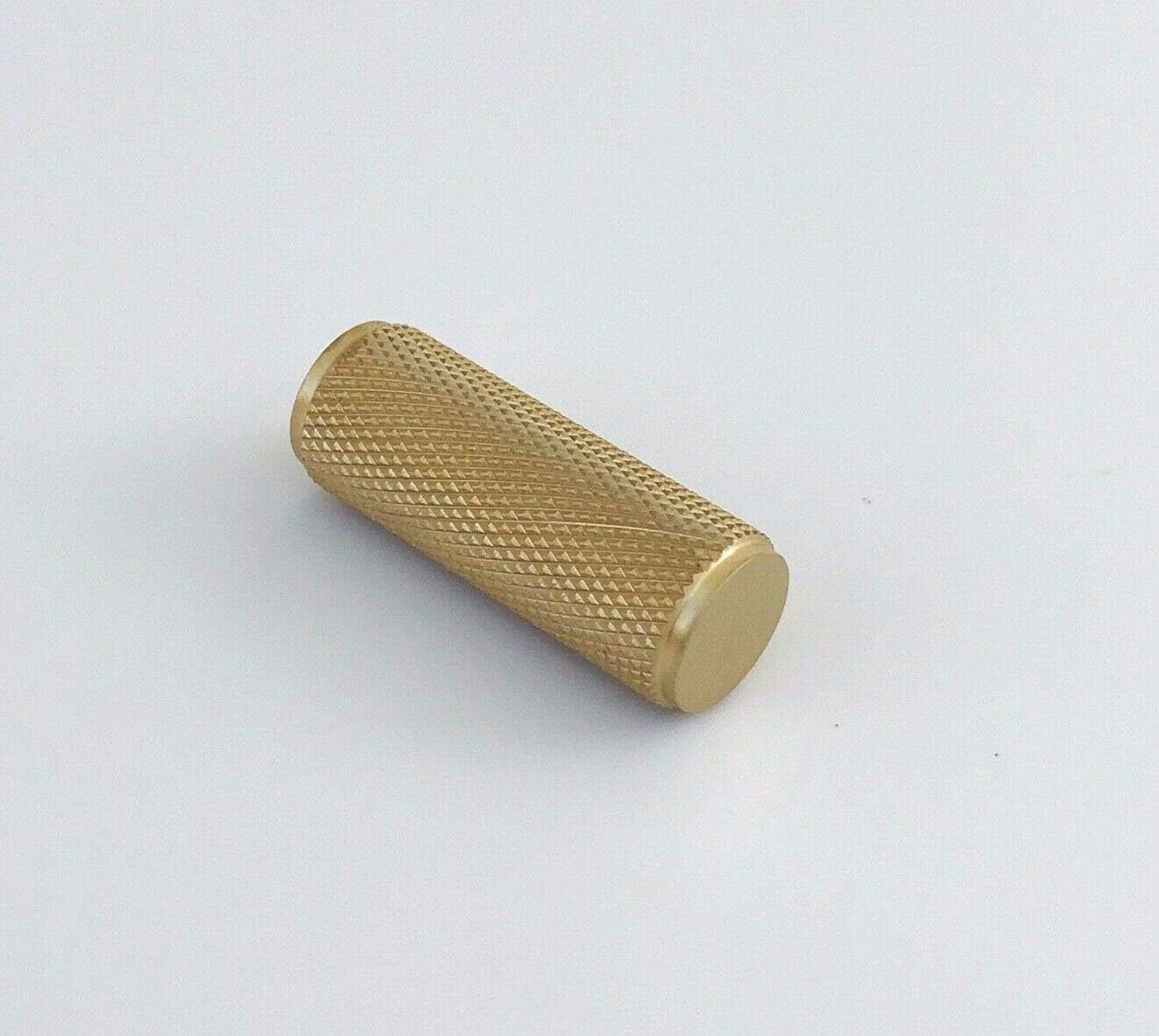 Knurled Texture Solid Brass Hardware Cabinet T-Bar Pull Handles - Round Bar Series - Brushed Brass (17-5/8" Pull)
