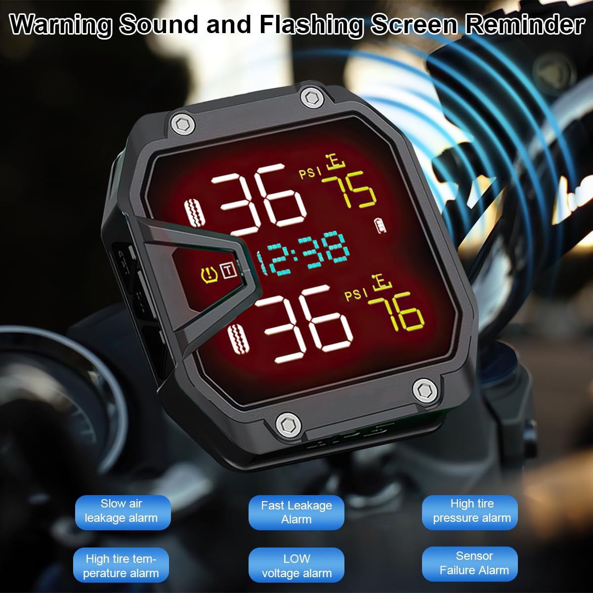 TPMS Per Moto - Sistema Monitoraggio Pressione Pneumatici Con Allarme - Controllo Temperatura E Pressione In Tempo Reale - Foto 2