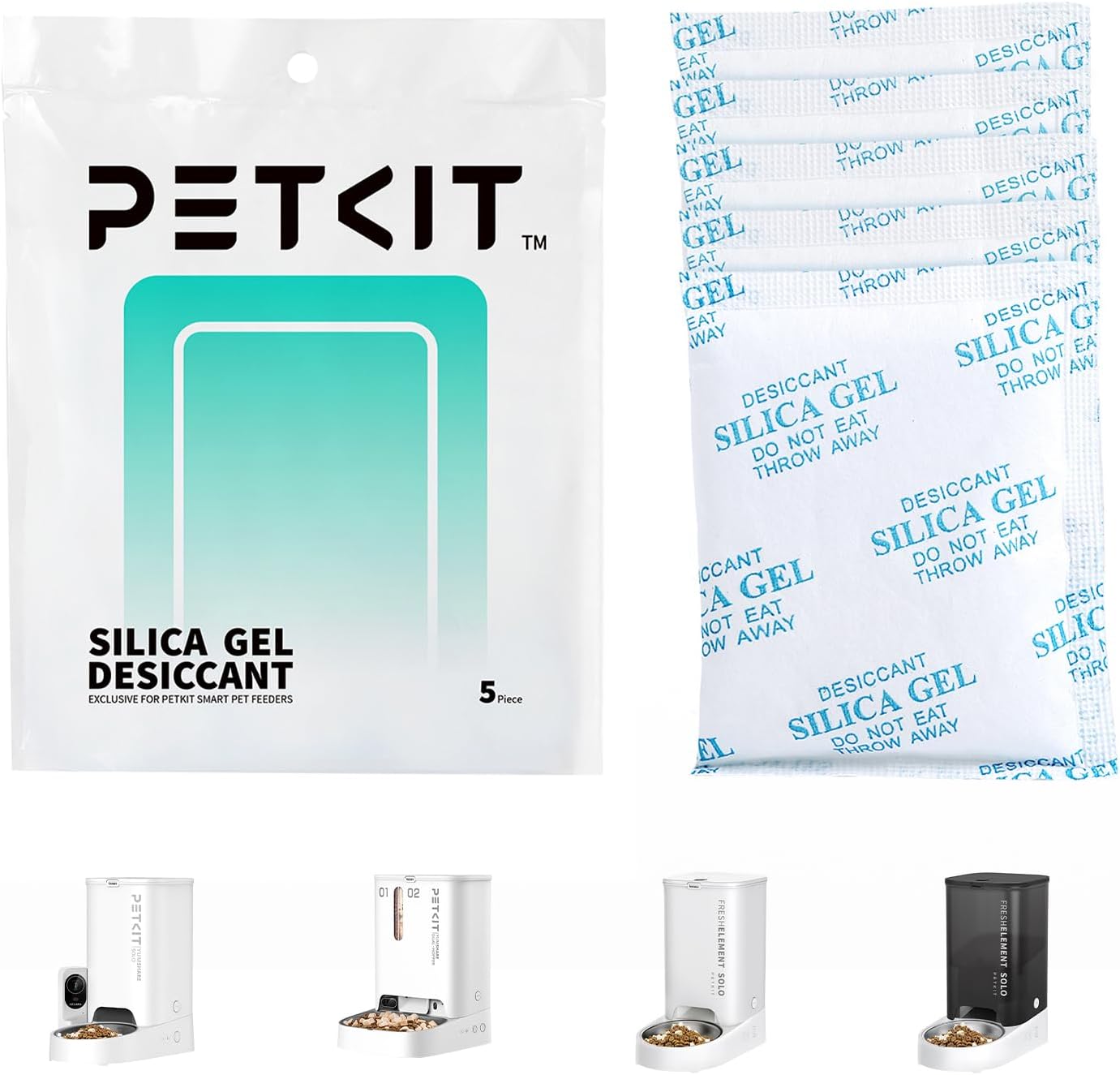 PETKIT Replaced Desiccant Bags for All Automatic Cat Dog Feeders -5 Packs, Pet Feeder Replaced Desiccant, Fresh Keeping