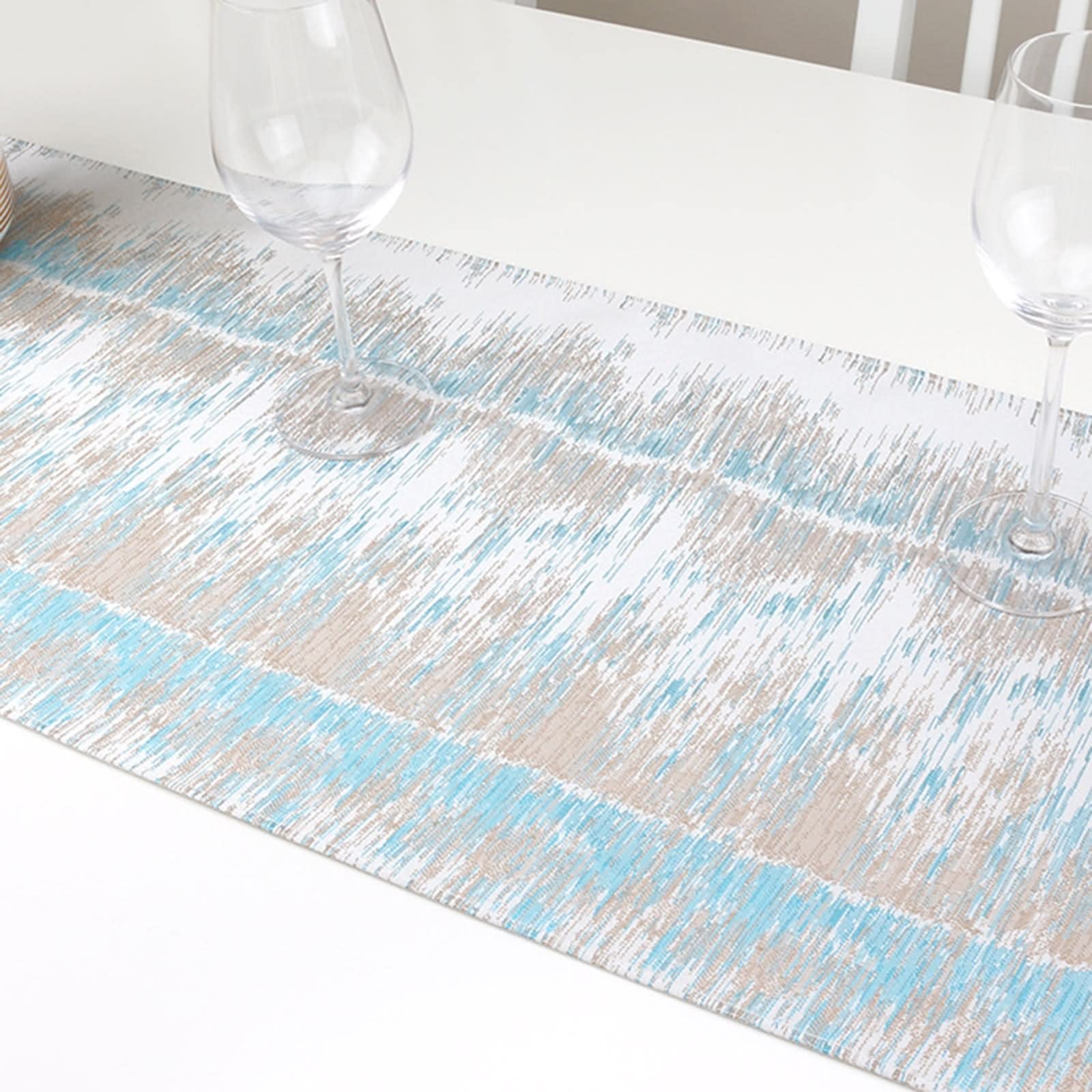 Camino de Mesa Grande, Centro Mesa Comedor Decoracion Raya Azul Poliéster algodón 35x228CM Decoración para Fiesta Día Festivo