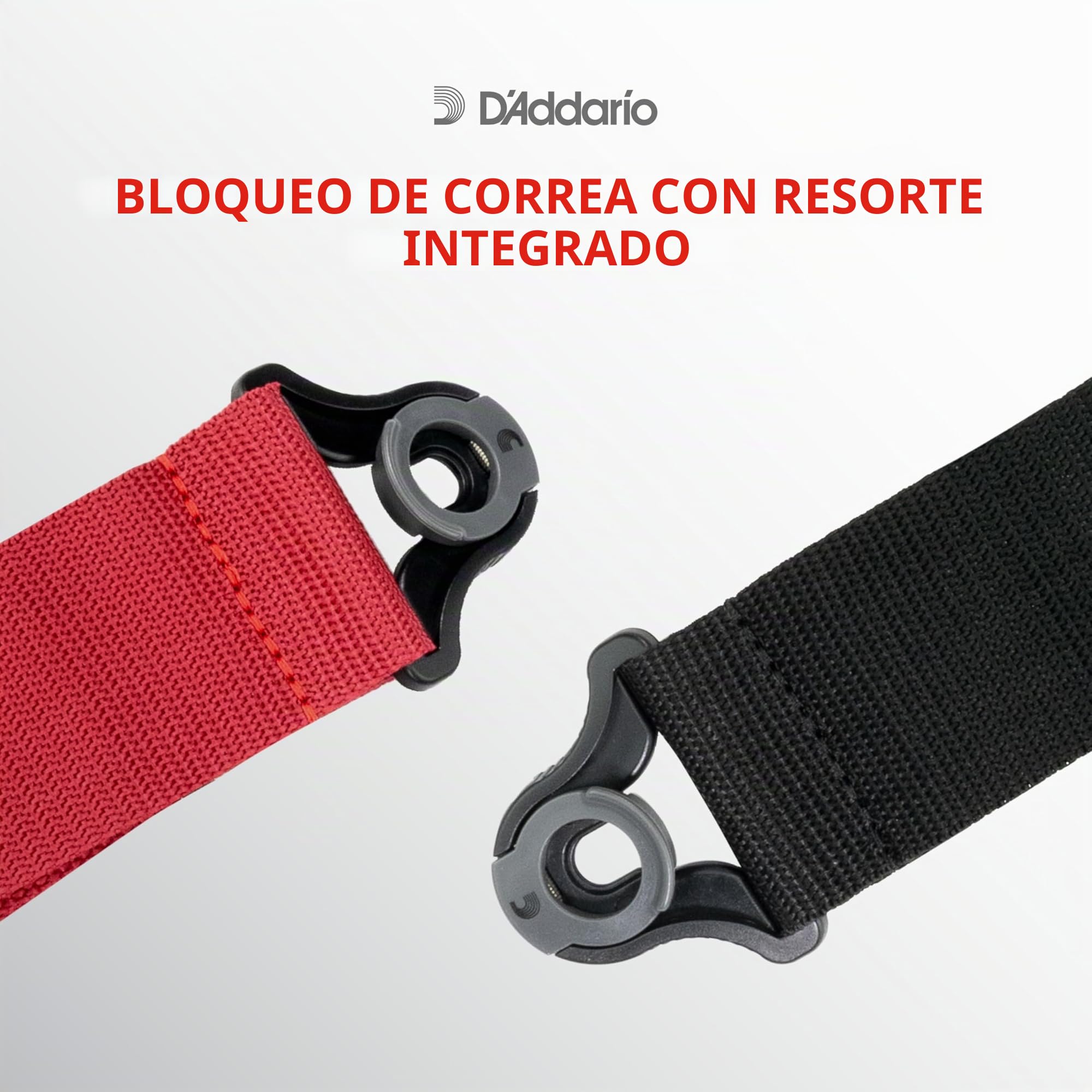 D'Addario Correa para guitarra Auto Lock, Negra Acolchada con Rayas