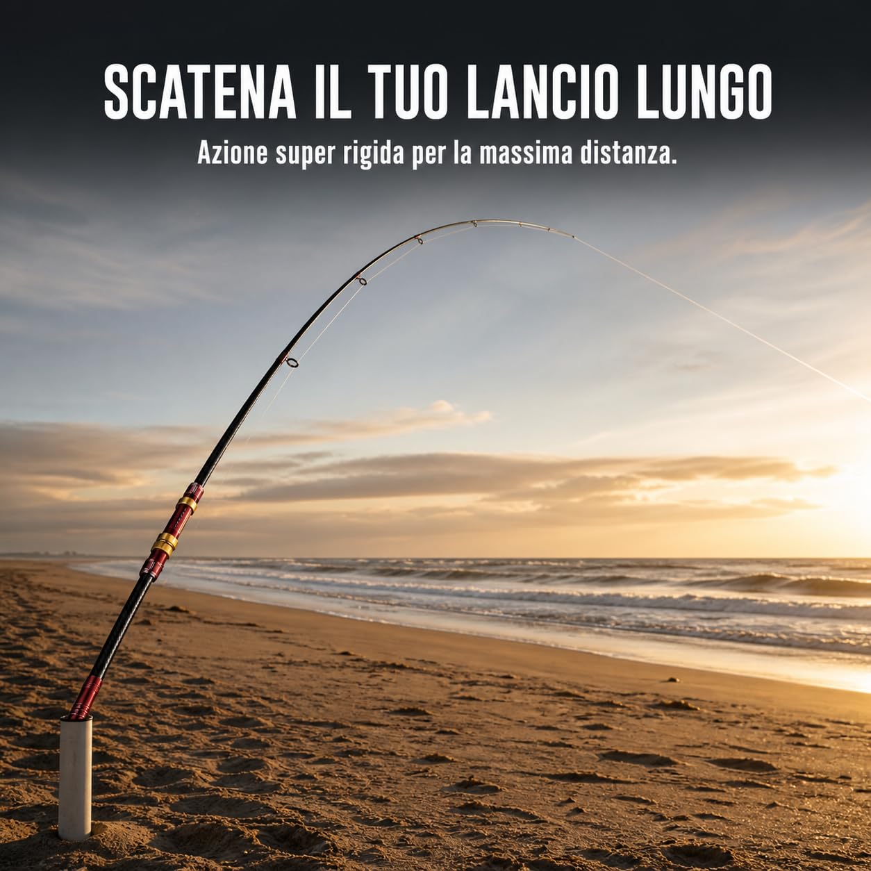 Canna da Pesca Telescopica da Mare | Azione super rigida, Canna per Surfcasting, Sessioni notturne, Per Pescatori di Costiera