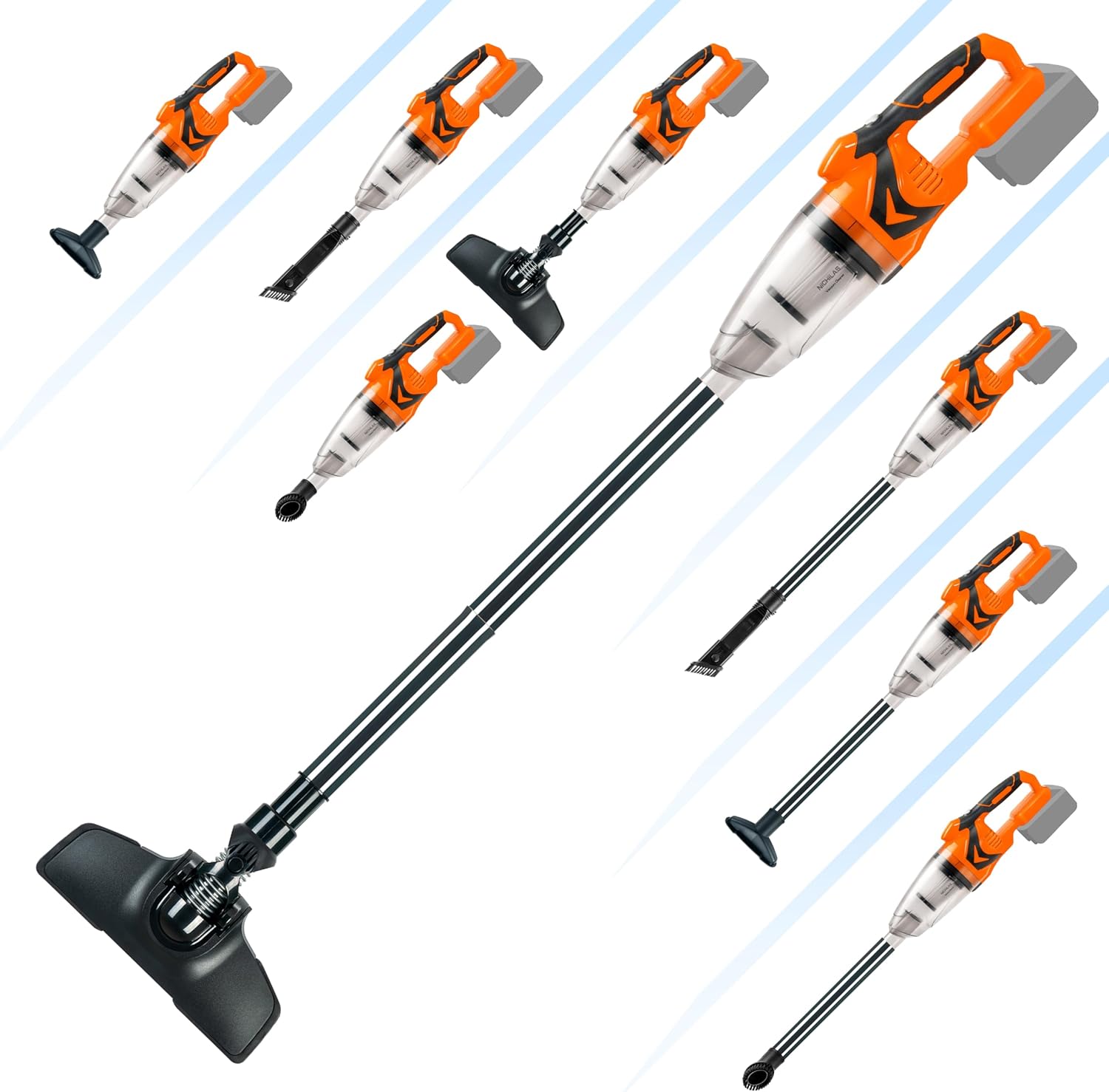 Cordless Vacuum Cleaner Handheld Stick Vacuum Cleaner 10kPa Powerful Suction 4 Different Heads for Home Pets Floor Car, Compatible with DEWALT 20V MAX Batteries (NO Battery)